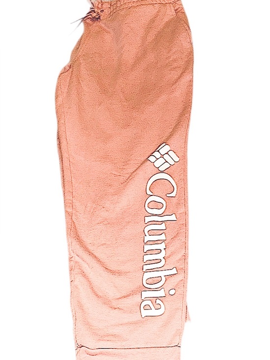 Columbia Pants - Womens Preloved Salmon Columbia Draw String Joggers w white logo going down leg